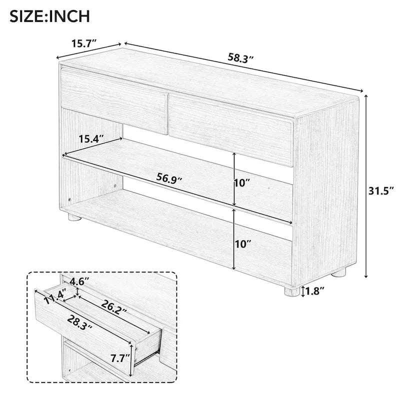 Console Table with Drawers and Shelves for Living Room, Entryway