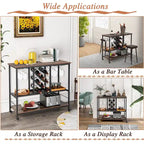 Industrial-Style Bar Cart — Mobile Kitchen Service Cart with Wine Rack
