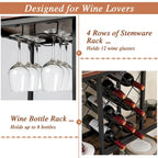Industrial-Style Bar Cart — Mobile Kitchen Service Cart with Wine Rack