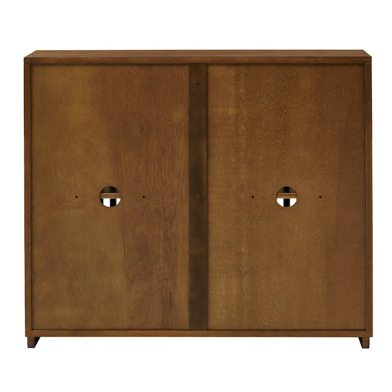 Modern Fluted Hollowed Out Sideboard Cabinet with 2 Outlet Holes, Buffet Cabinet with Storage, Storage Cabinet for Living Room