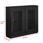 Modern Fluted Hollowed Out Sideboard Cabinet with 2 Outlet Holes, Buffet Cabinet with Storage, Storage Cabinet for Living Room