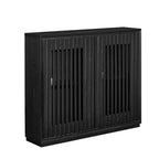 Modern Fluted Hollowed Out Sideboard Cabinet with 2 Outlet Holes, Buffet Cabinet with Storage, Storage Cabinet for Living Room
