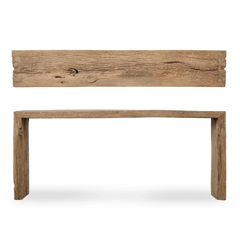 Approx.6-6.5ft Long Vintage Waterfall Console Table Weathered Natural Wood (Size And Finish Vary)