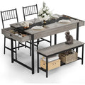 Dining Table Set for 4, Wooden Kitchen Table with with 2 Chairs and a Long Bench