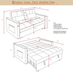 Modern Convertible Futon Sofa Bed,Adjustable Backrest,Armrest Holders
