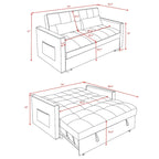 Modern Convertible Futon Sofa Bed,Adjustable Backrest,Armrest Holders