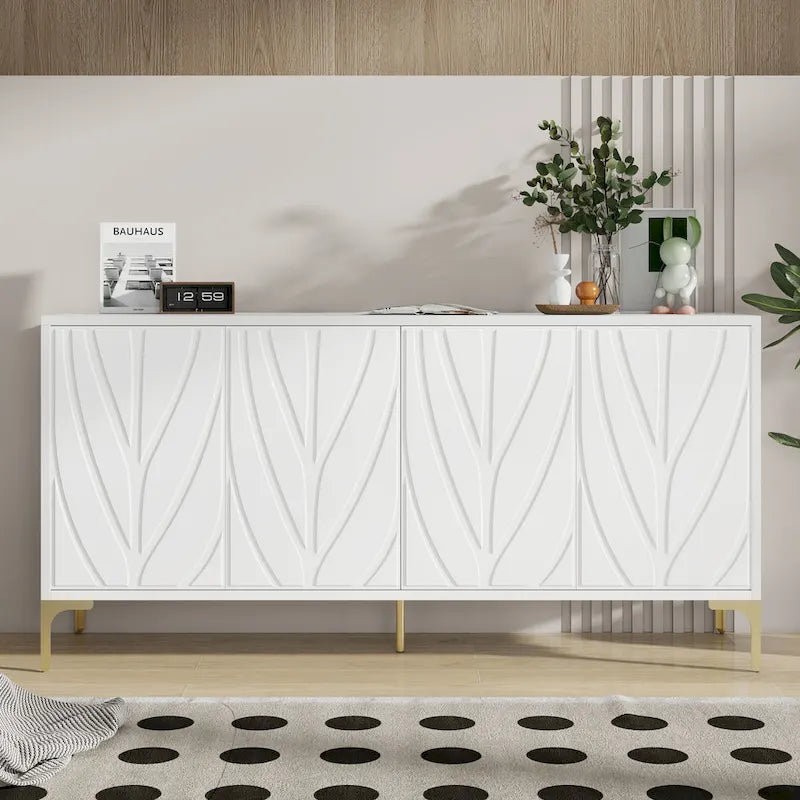 60 Press-to-Open Design Sideboard Buffet Cabinet with 4 Doors