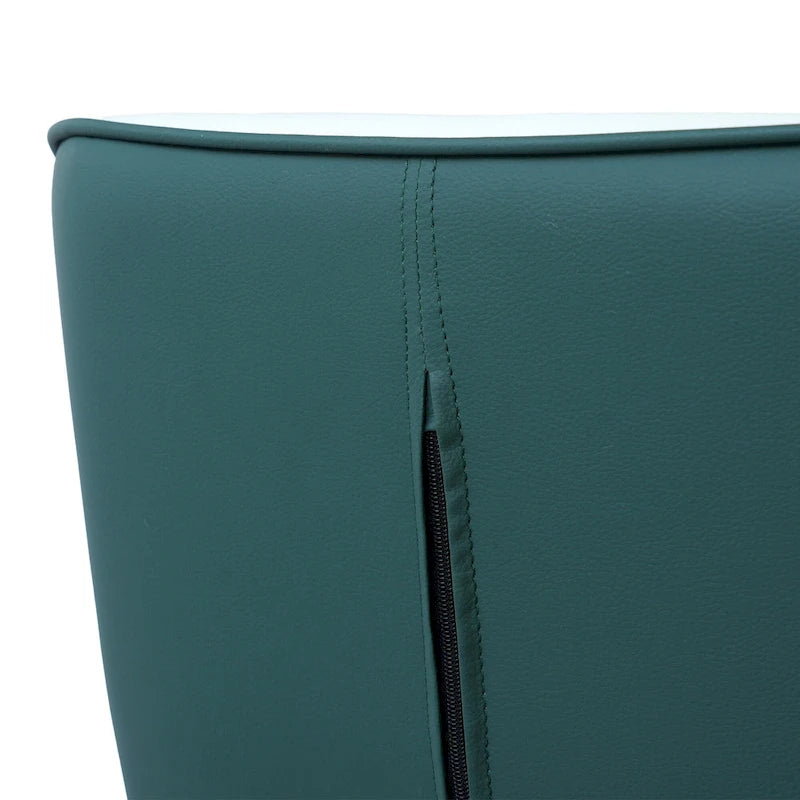 Set of 2 PU Upholstered Dining Chairs Modern Solid Back Chairs with Black Metal Legs