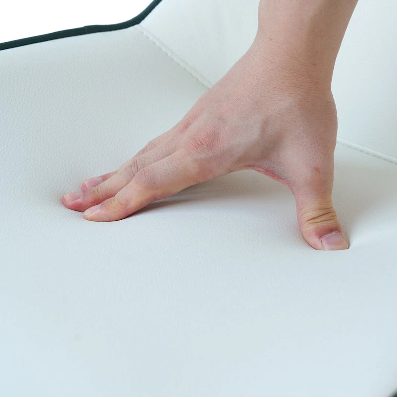 Set of 2 PU Upholstered Dining Chairs Modern Solid Back Chairs with Black Metal Legs