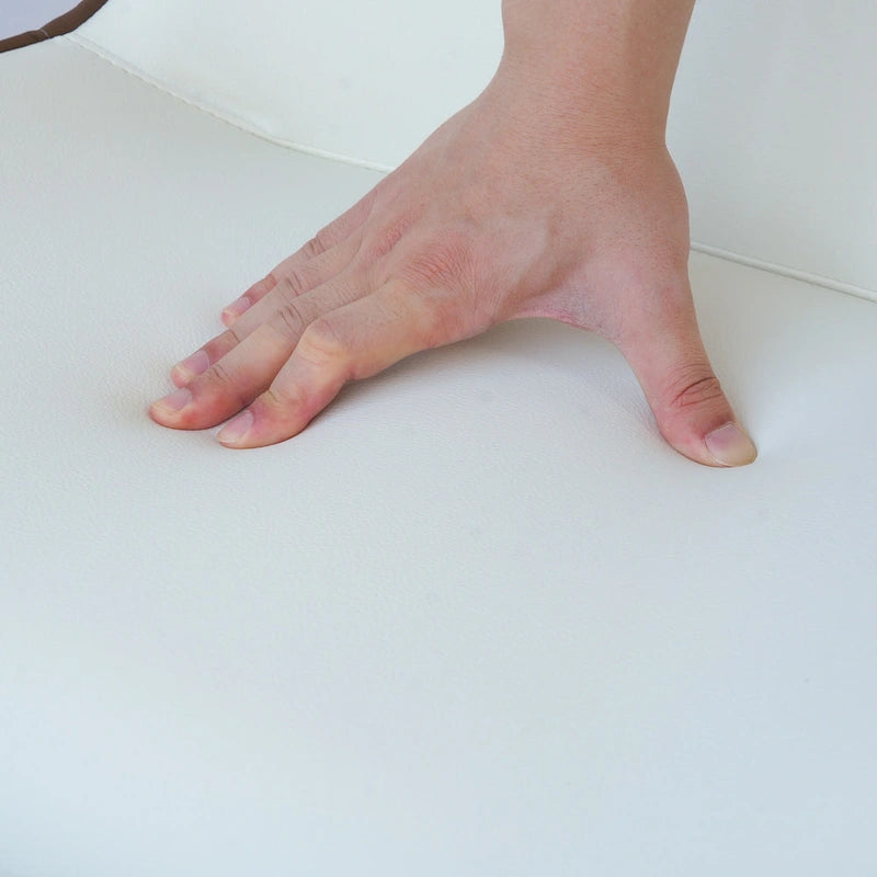 Set of 2 PU Upholstered Dining Chairs Modern Solid Back Chairs with Black Metal Legs