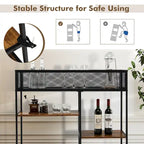 Gymax 4-Tier Console Table w/ Wire Basket Narrow Sofa Table w/ shelf