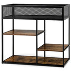 Gymax 4-Tier Console Table w/ Wire Basket Narrow Sofa Table w/ shelf