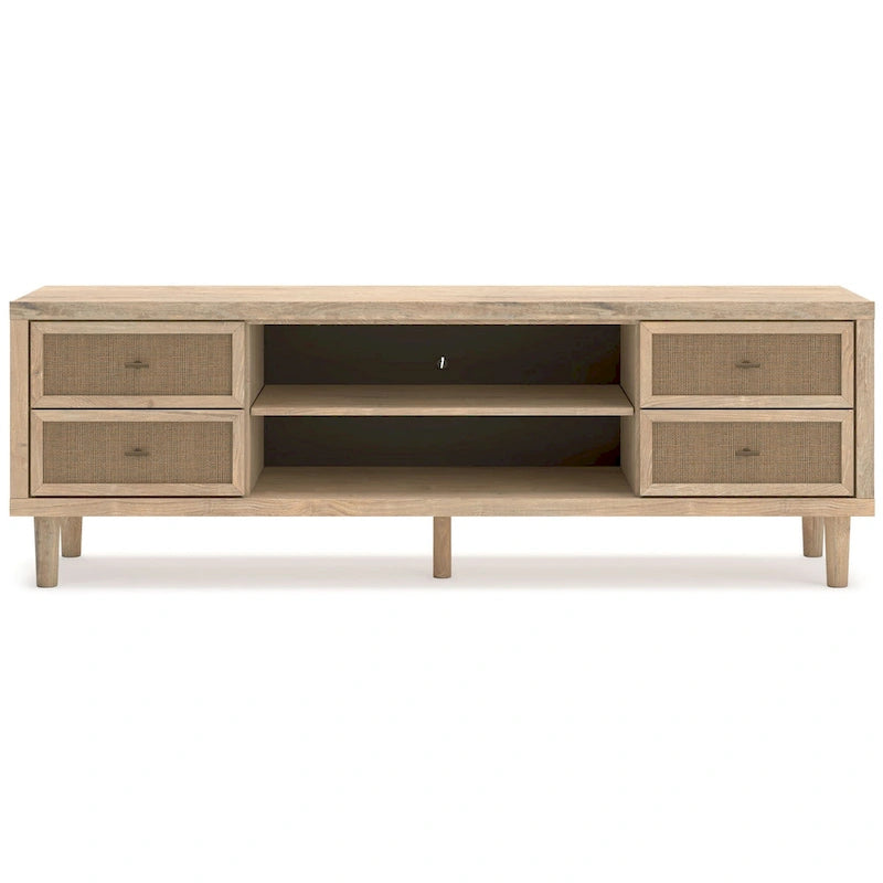 Large TV Stand, 4 Drawers, 2 Shelves, Brown Wood Grain, 72 Inches