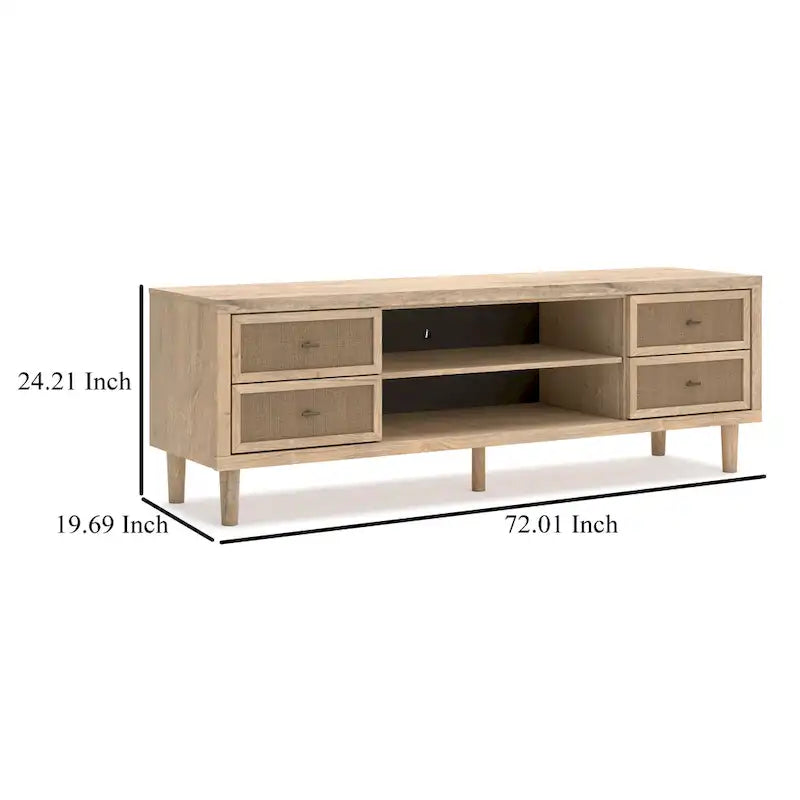 Large TV Stand, 4 Drawers, 2 Shelves, Brown Wood Grain, 72 Inches