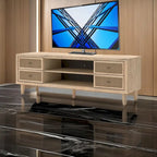 Large TV Stand, 4 Drawers, 2 Shelves, Brown Wood Grain, 72 Inches