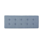 Upholstered Bench — Button-Tufted Light Blue Fabric, Black, 47 Inches