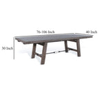 Yael Dining Table, Light Brown Mahogany Wood, Extendable 76-106 Inch