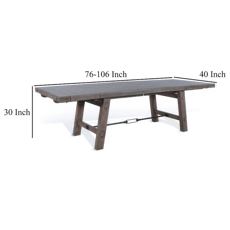 Yael Dining Table, Light Brown Mahogany Wood, Extendable 76-106 Inch