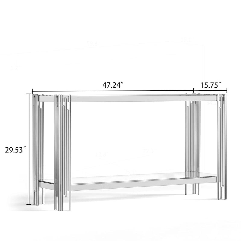 Sophisticated Double-Layer Tempered Glass Console Table