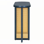 Farmhouse Rattan Console Table Entryway Table,Navy