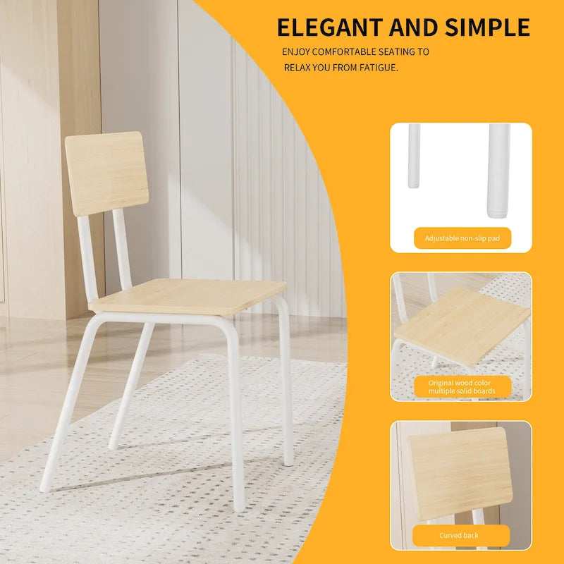 Kitchen Dining Table Set Metal Frame Breakfast Table with 4 Dining Chairs Modern Casual Dining Table Set 5-Piece Dining Set