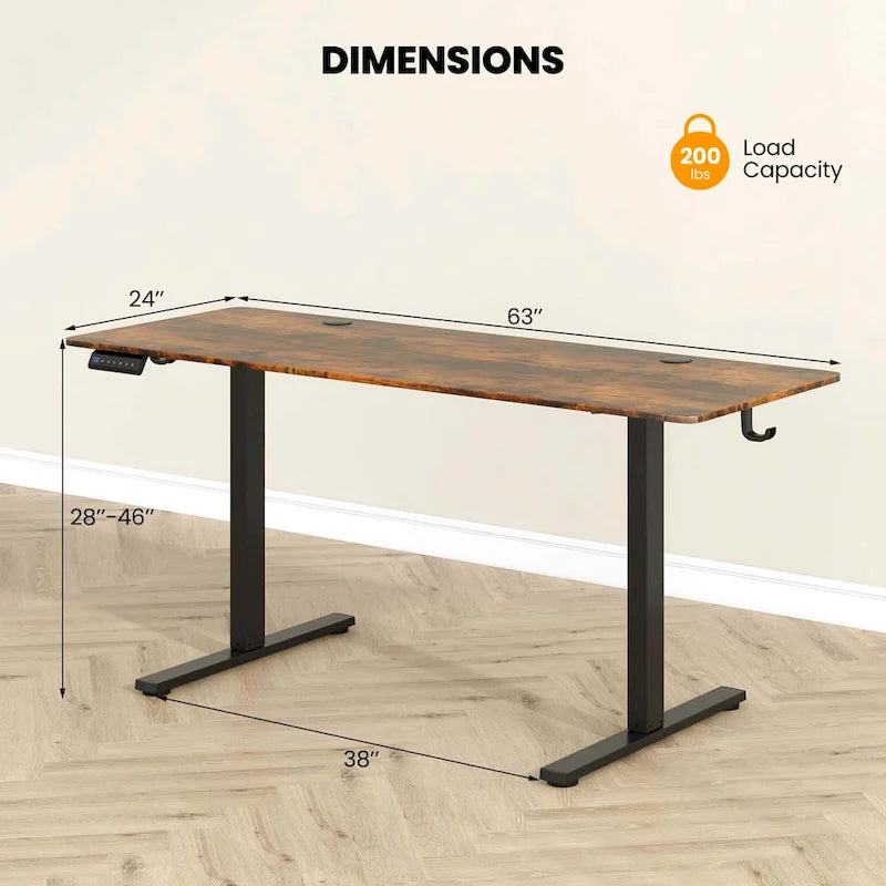 Costway 63 x 24 Inch Sit Stand Desk Height Adjustable Electric - See Details