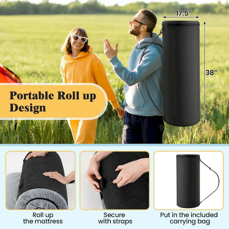Goplus Memory Foam Camping Mattress with Anti-slip Bottom Travel Bag - See Details