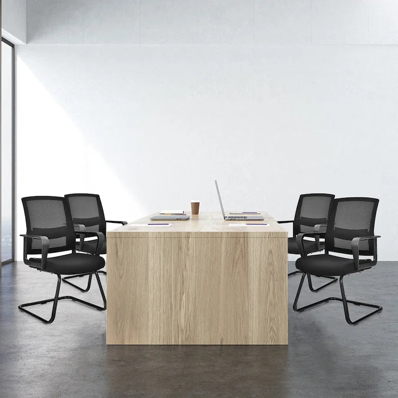 Gymax Set of 12 Conference Chairs Mesh Reception Office Guest Chairs