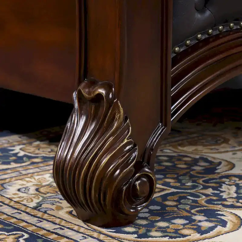 Furniture of America Eugene Traditional Faux Leather Button Tufted Four Poster Panel Bed