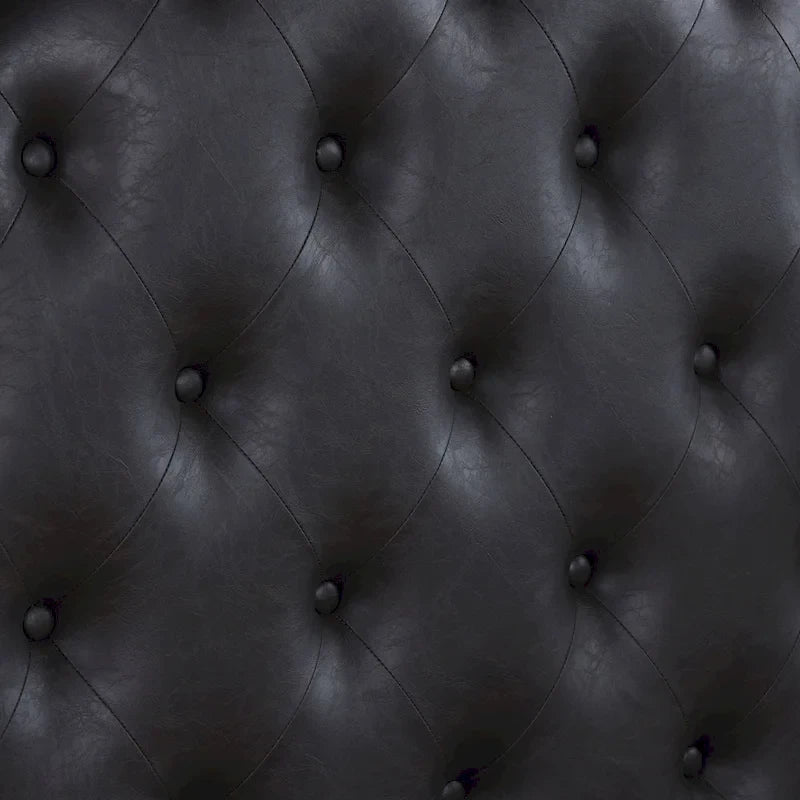 Furniture of America Eugene Traditional Faux Leather Button Tufted Four Poster Panel Bed