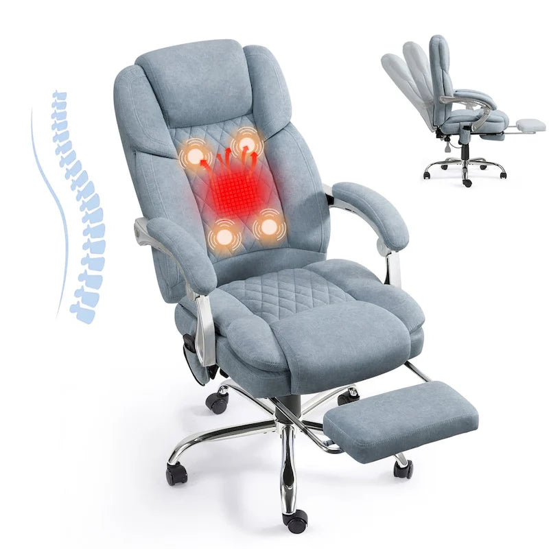 EROMMY Heated Massage Office Chair with Footrest, Ergonomic Reclining Desk Chair with Lumbar Support and Adjustable Height.
