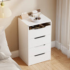 3-in-1 Small Makeup Table Set with Glass Top 3 Drawers, Stool