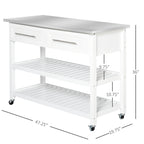 Kitchen Island With Stainless Steel Top(no include stool)