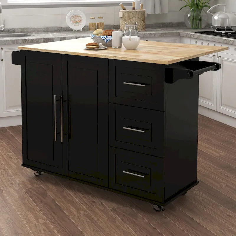 Kitchen Island With Spice Rack(no include stool)