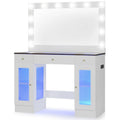 43.3 Vanity Desk with Large Mirror and Hollywood Bulbs
