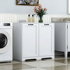 Freestanding Bathroom Laundry Cabinet with Doors and shelf, Tilt-Out Laundry Hamper