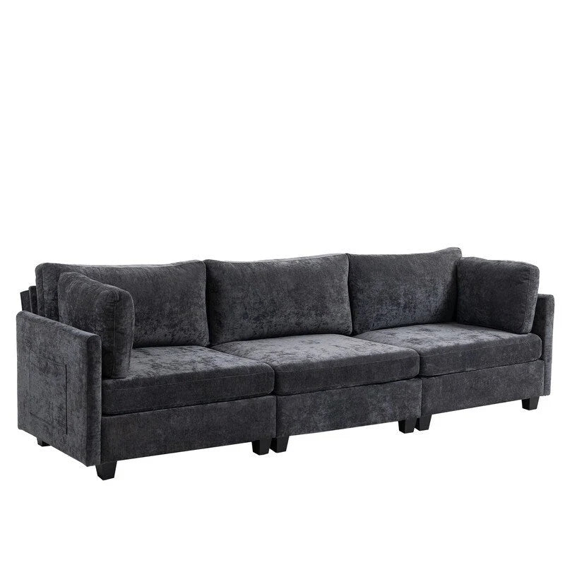 111.42 Chenille Upholstered Three Seater Sofa