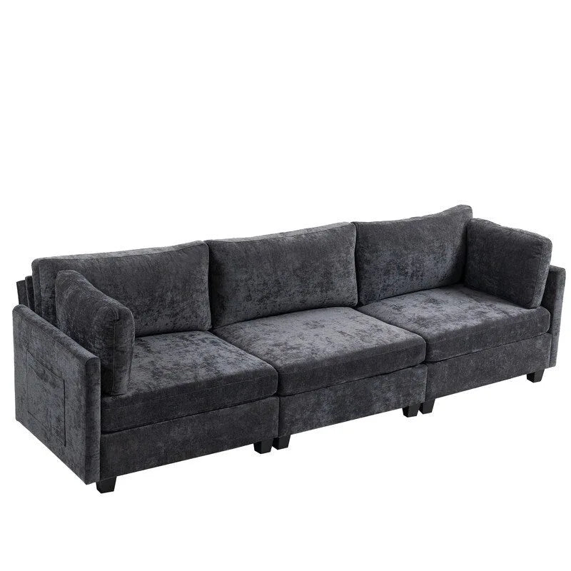 111.42 Chenille Upholstered Three Seater Sofa