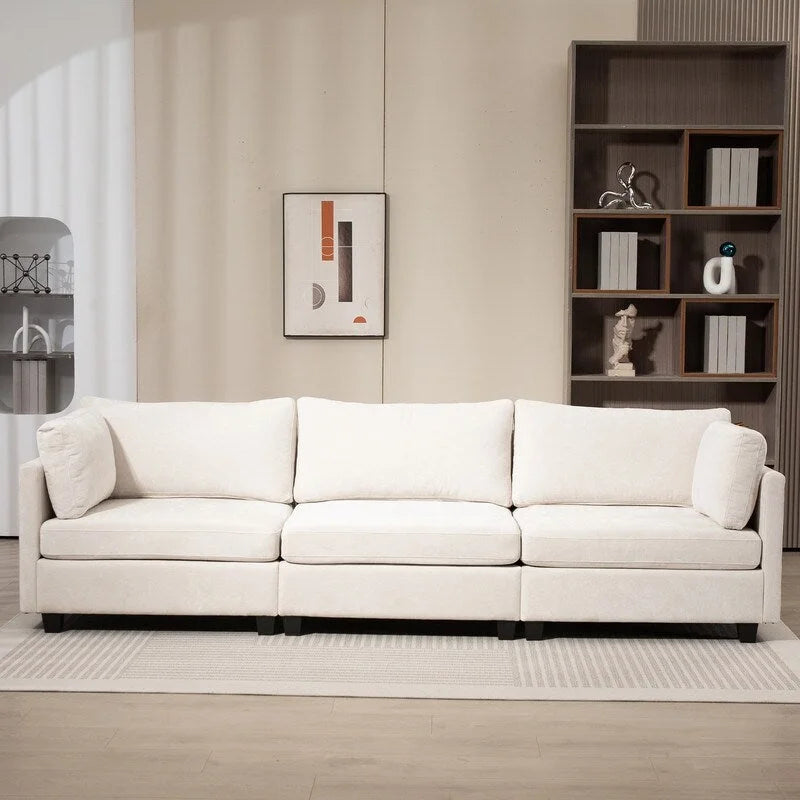 111.42 Chenille Upholstered Three Seater Sofa