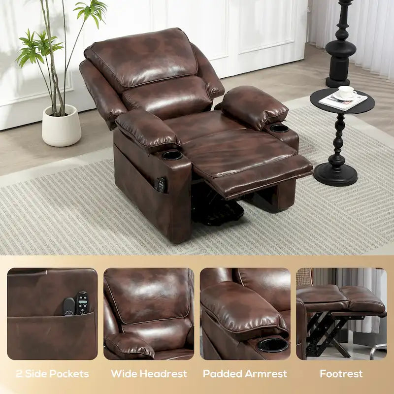 HOMCOM Power Lift Recliner Chair Sofa with Vibration Massage and Heat, Overstuffed Reclining Chair with Remote Control