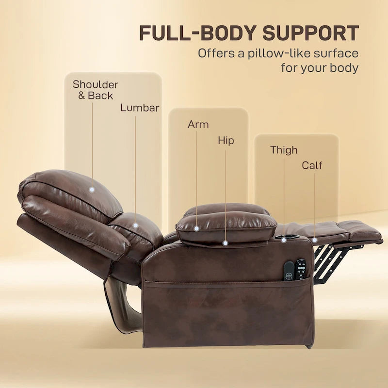 HOMCOM Power Lift Recliner Chair Sofa with Vibration Massage and Heat, Overstuffed Reclining Chair with Remote Control