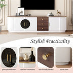 70.8 Floor Curved Storage TV Stand with 3 Drawers 3-Door Decorative TV Cabinet for TVs up to 80 Media Console Table
