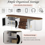 70.8 Floor Curved Storage TV Stand with 3 Drawers 3-Door Decorative TV Cabinet for TVs up to 80 Media Console Table
