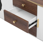 70.8 Floor Curved Storage TV Stand with 3 Drawers 3-Door Decorative TV Cabinet for TVs up to 80 Media Console Table