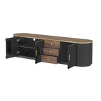 70.8 Floor Curved Storage TV Stand with 3 Drawers 3-Door Decorative TV Cabinet for TVs up to 80 Media Console Table