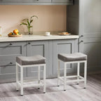 24 in. H Upholated PU Leather Thick Saddle Seat Counter Bar Stools Set of 2, Kitchen Chairs with Metal Base