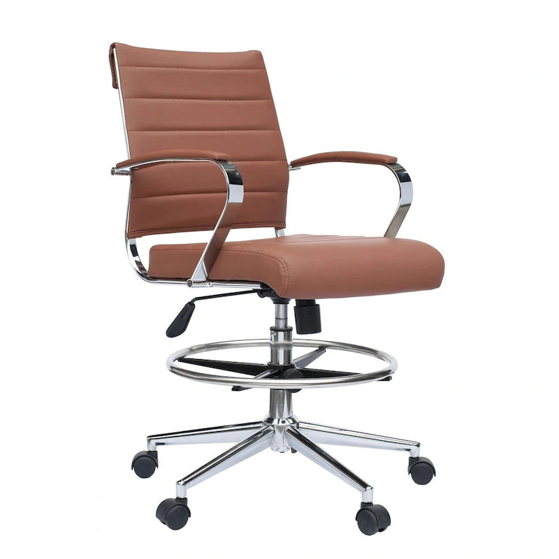 Office Chair With Arms Stools For Counter Height Bar Office Wheels PU Leather Rest Tilt Swivel Work Office Standing Desk