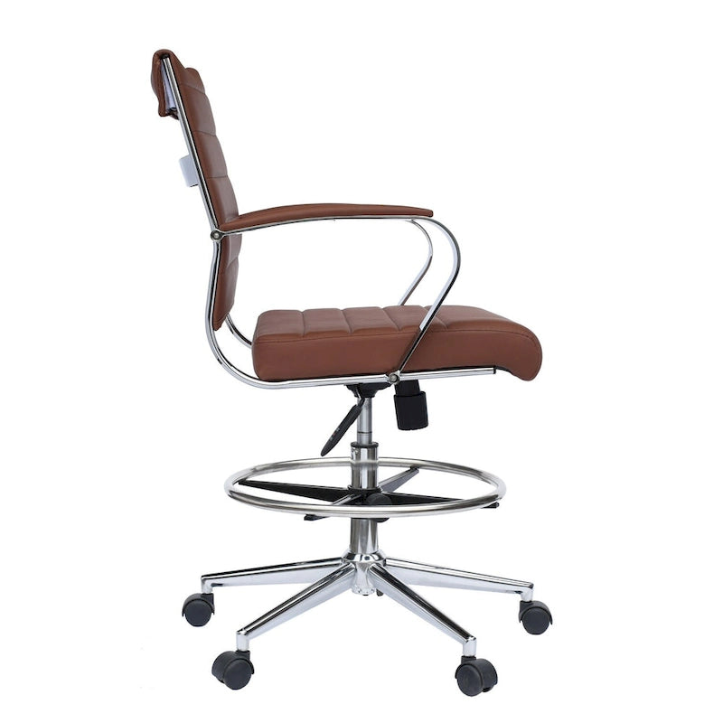 Office Chair With Arms Stools For Counter Height Bar Office Wheels PU Leather Rest Tilt Swivel Work Office Standing Desk