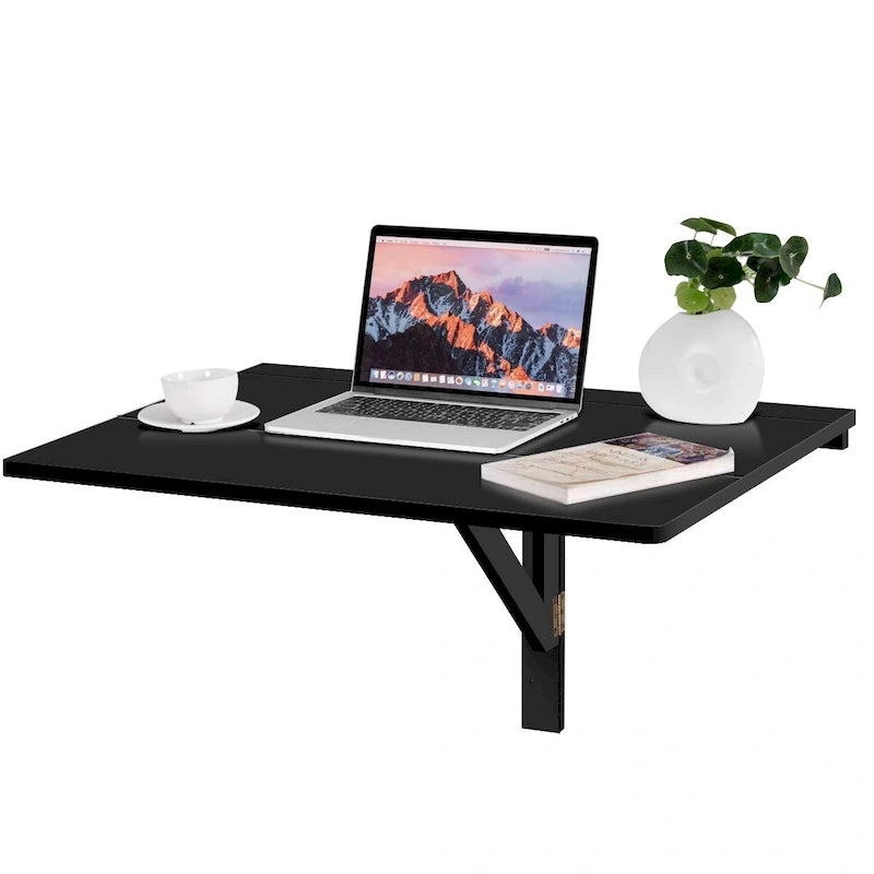 Wall-Mounted Drop-Leaf Table — Floating Folding Desk, Space-Saving