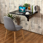 Wall-Mounted Drop-Leaf Table — Floating Folding Desk, Space-Saving